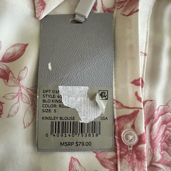 Preston & York Kinsley Pink Floral Tie-Front Blouse - Picture 9 of 11